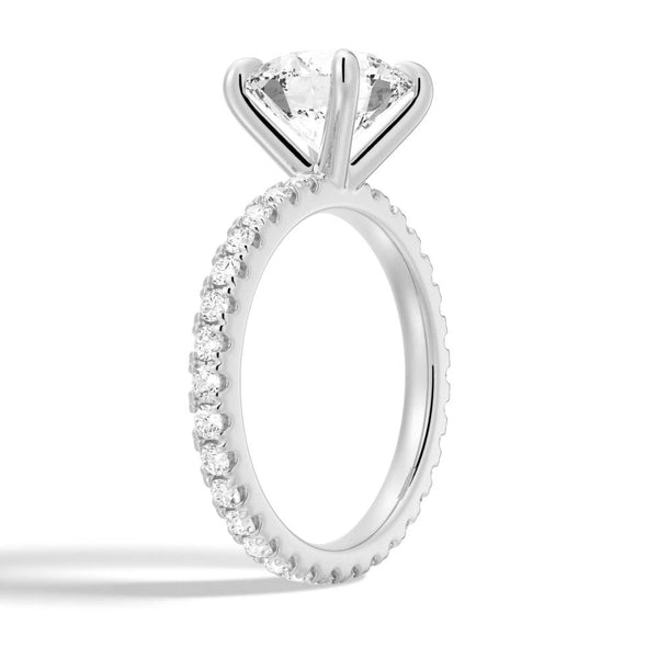 Round Moissanite Engagement Ring With Eternity Pave Band