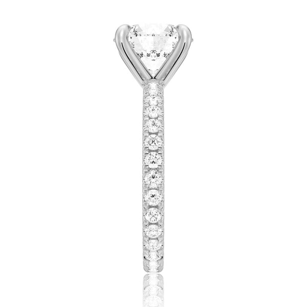 Round Moissanite Engagement Ring With Eternity Pave Band