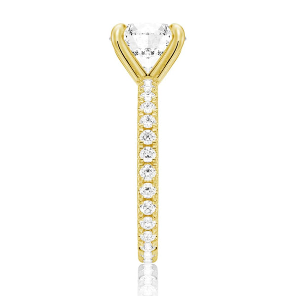 Round Moissanite Engagement Ring With Eternity Pave Band