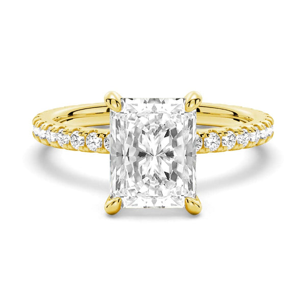 Solitaire Radiant Cut Moissanite Ring Set with Matching Stacking Band