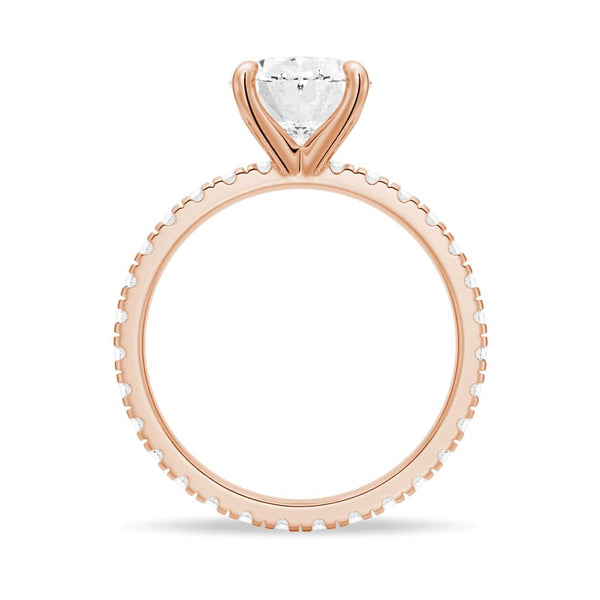 Oval Cut Moissanite Engagement Ring With Eternity Pave Band