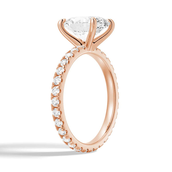 Oval Cut Moissanite Engagement Ring With Eternity Pave Band