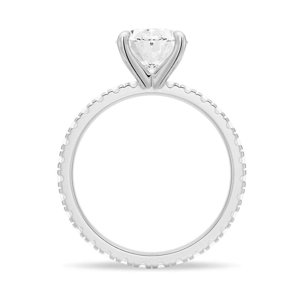 Oval Cut Moissanite Engagement Ring With Eternity Pave Band