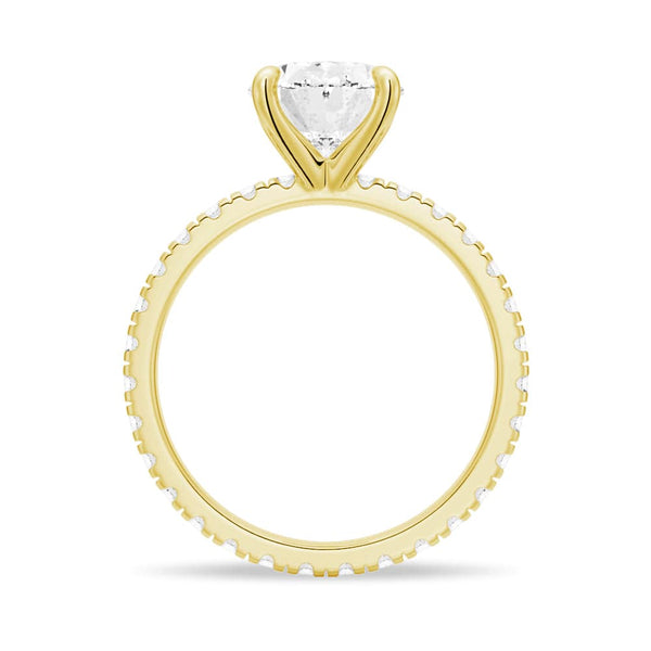 Oval Cut Moissanite Engagement Ring With Eternity Pave Band