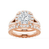 Halo Cushion Cut Split Shank Moissanite Ring Set with Matching Wedding Band