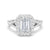Emerald Cut Split Shank Moissanite Halo Engagement Ring