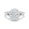 Oval Cut Split Shank Moissanite Halo Engagement Ring