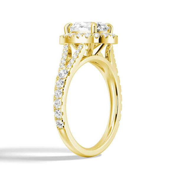 Oval Cut Split Shank Moissanite Halo Engagement Ring