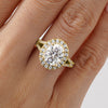 Oval Cut Split Shank Moissanite Halo Engagement Ring