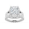 Princess Cut Split Shank Halo Moissanite Ring Set with Matching Wedding Band