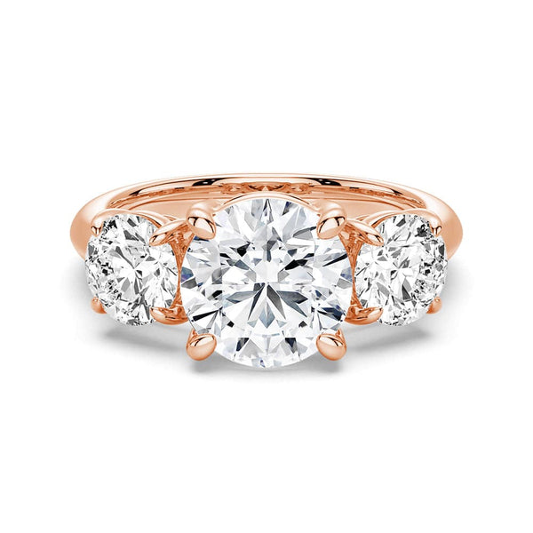 Round Cut Three Stone Moissanite Engagement Ring