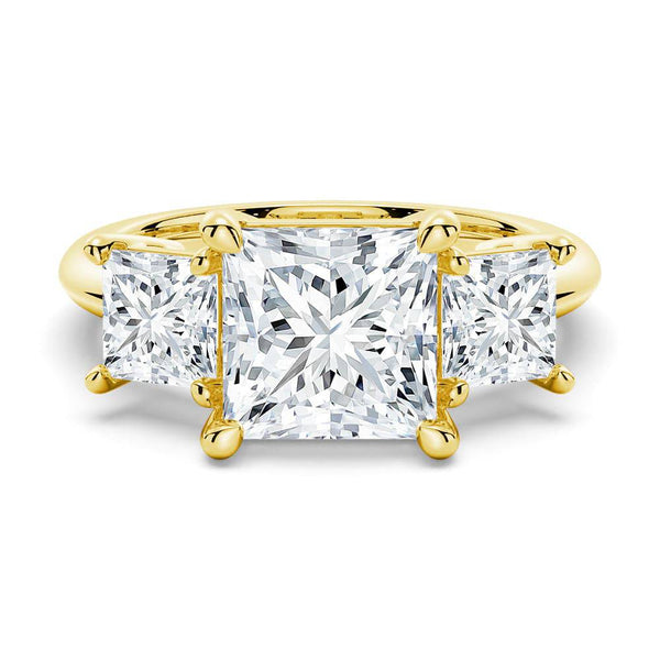 Princess Cut Three Stone Moissanite Engagement Ring