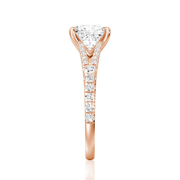 Cushion Cut Split Shank Moissanite Ring Set with Matching Wedding Band