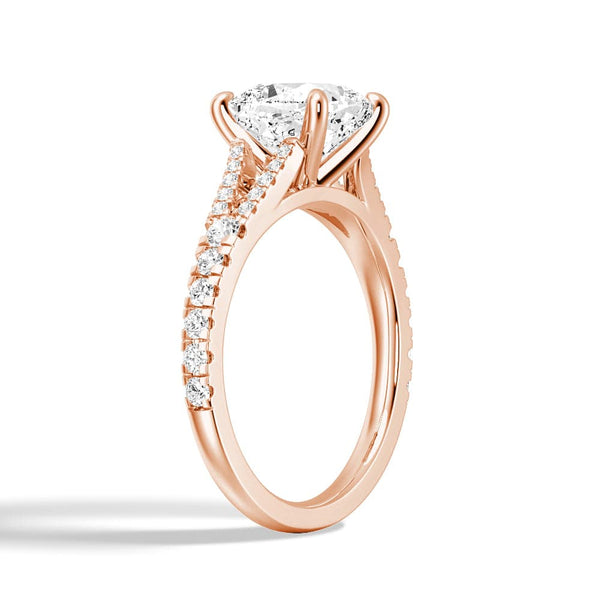 Cushion Cut Split Shank Moissanite Engagement Ring