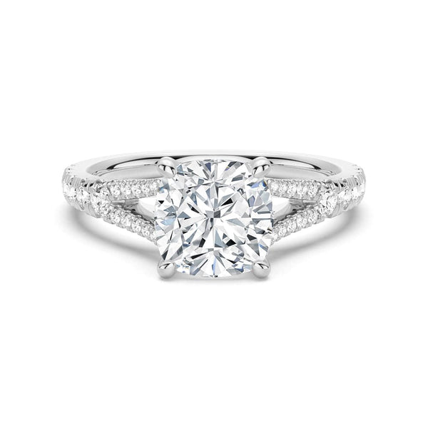 Cushion Cut Split Shank Moissanite Engagement Ring