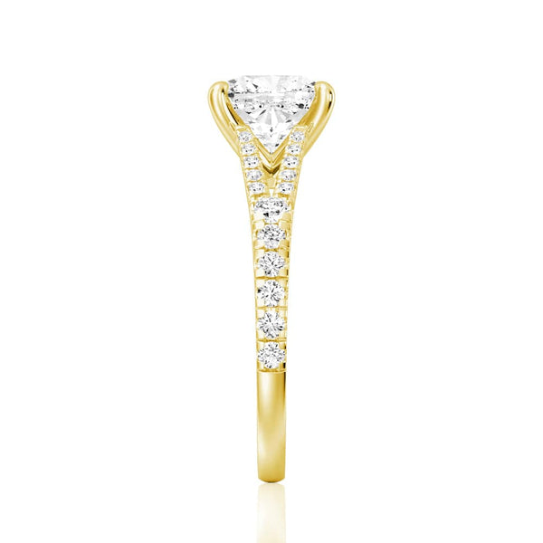 Cushion Cut Split Shank Moissanite Ring Set with Matching Wedding Band