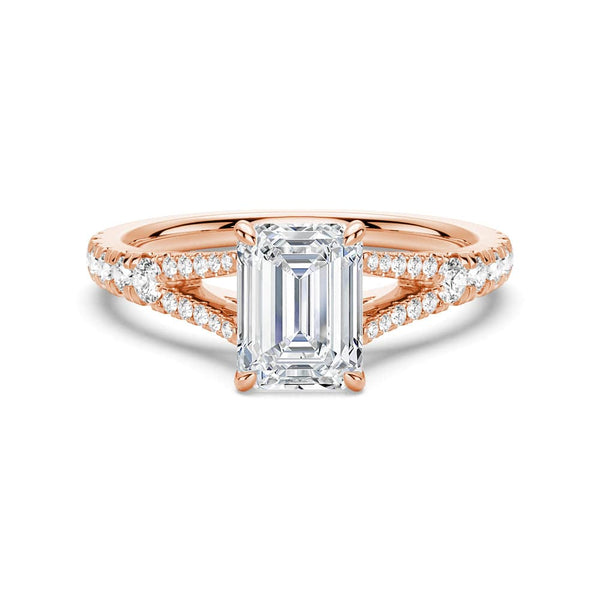 Emerald Cut Split Shank Moissanite Engagement Ring