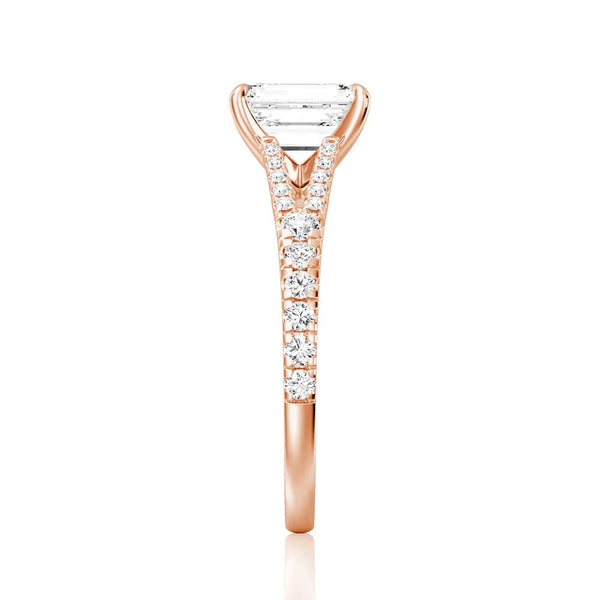 Emerald Cut Split Shank Moissanite Engagement Ring