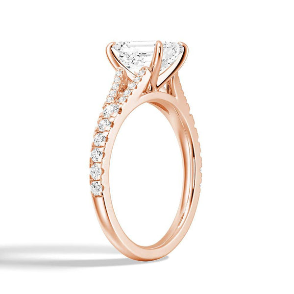 Emerald Cut Split Shank Moissanite Engagement Ring