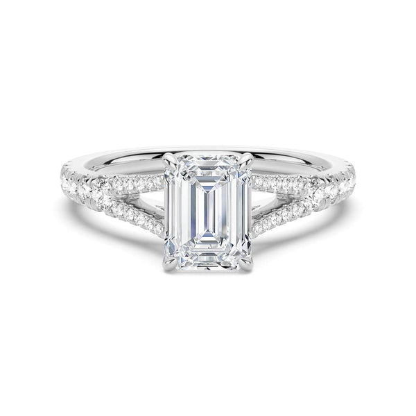 Emerald Cut Split Shank Moissanite Engagement Ring