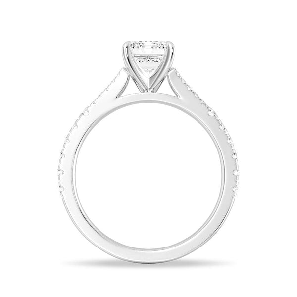 Emerald Cut Split Shank Moissanite Engagement Ring