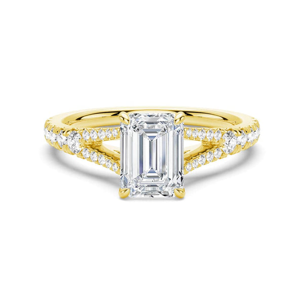 Emerald Cut Split Shank Moissanite Engagement Ring