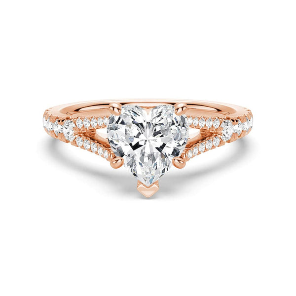 Heart Shaped Split Shank Moissanite Engagement Ring