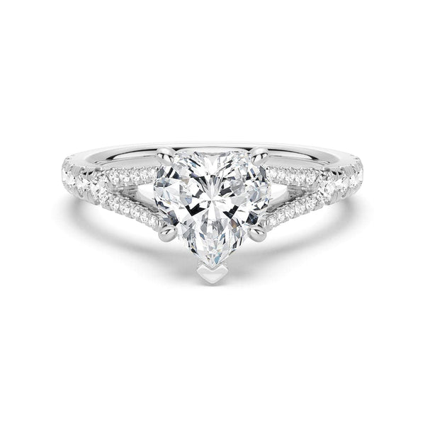 Heart Shaped Split Shank Moissanite Engagement Ring