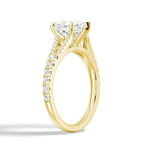 Heart Shaped Split Shank Moissanite Engagement Ring