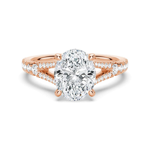 Oval Cut Split Shank Moissanite Engagement Ring