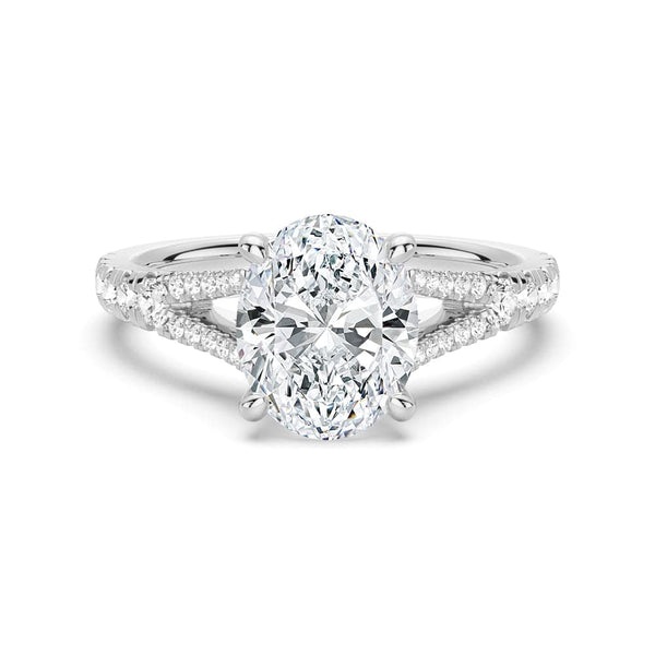 Oval Cut Split Shank Moissanite Engagement Ring