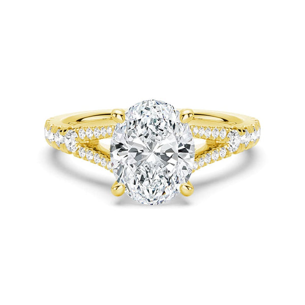 Oval Cut Split Shank Moissanite Engagement Ring