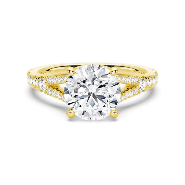 Round Cut Split Shank Moissanite Engagement Ring