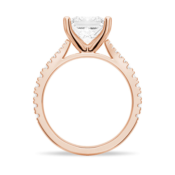 Princess Cut Split Shank Moissanite Couple's Ring Set with Men's Wedding Band