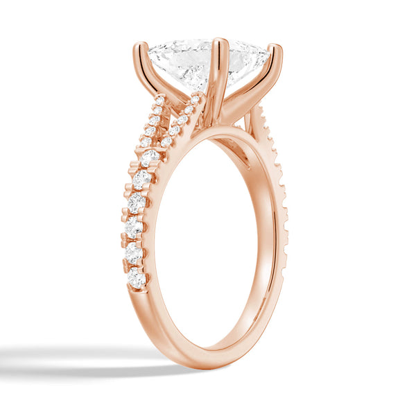 Princess Cut Split Shank Moissanite Couple's Ring Set with Men's Wedding Band