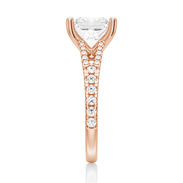 Princess Cut Split Shank Moissanite Couple's Ring Set with Men's Wedding Band