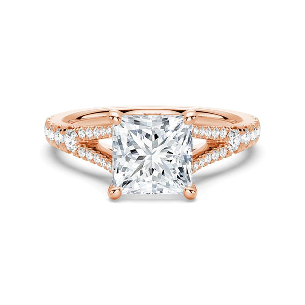 Princess Cut Split Shank Moissanite Engagement Ring