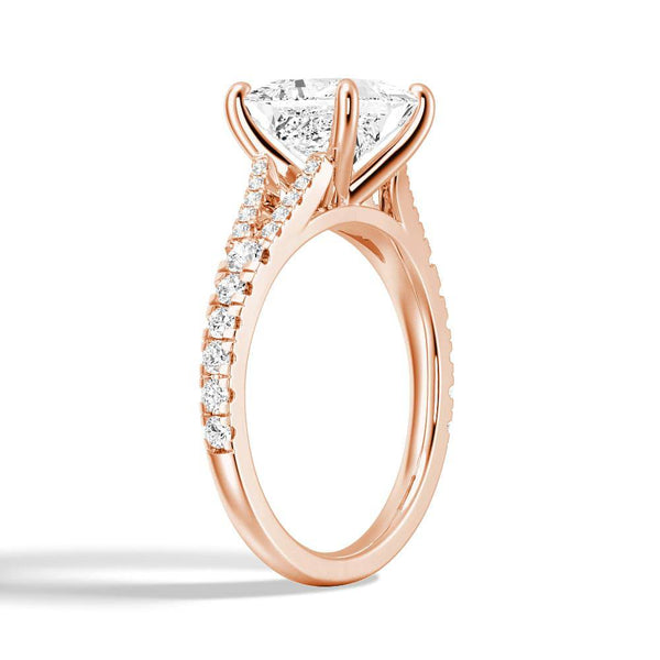 Princess Cut Split Shank Moissanite Ring Set with Matching Wedding Band