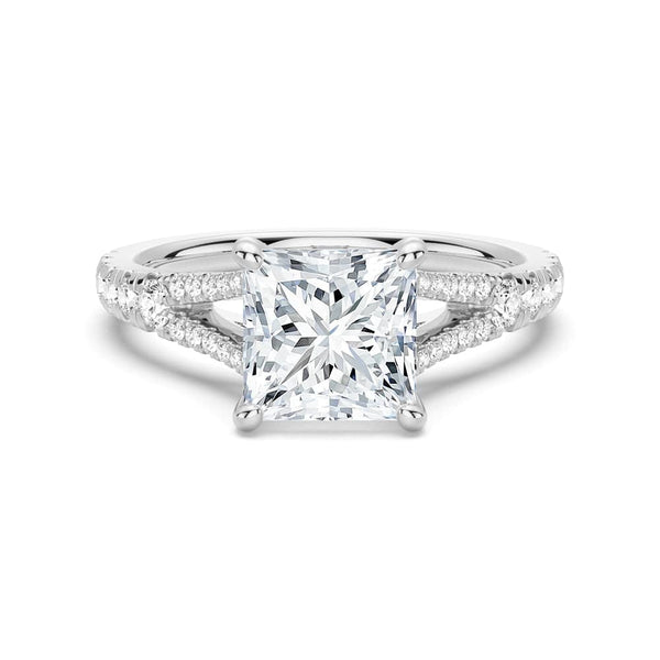Princess Cut Split Shank Moissanite Ring Set with Matching Wedding Band