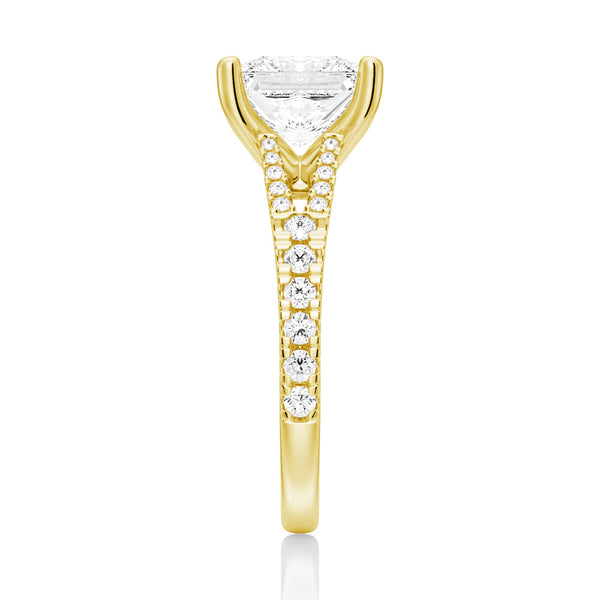 Princess Cut Split Shank Moissanite Couple's Ring Set with Men's Wedding Band