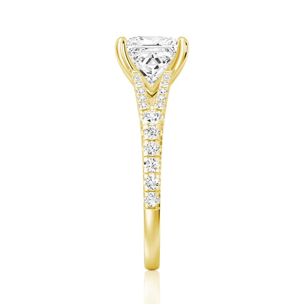 Princess Cut Split Shank Moissanite Engagement Ring