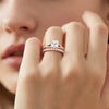 Princess Cut Split Shank Moissanite Ring Set with Matching Wedding Band