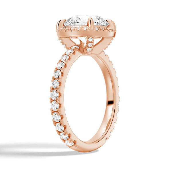 Half Eternity Round Cut Moissanite Halo Engagement Ring