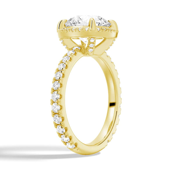 Half Eternity Round Cut Moissanite Halo Engagement Ring