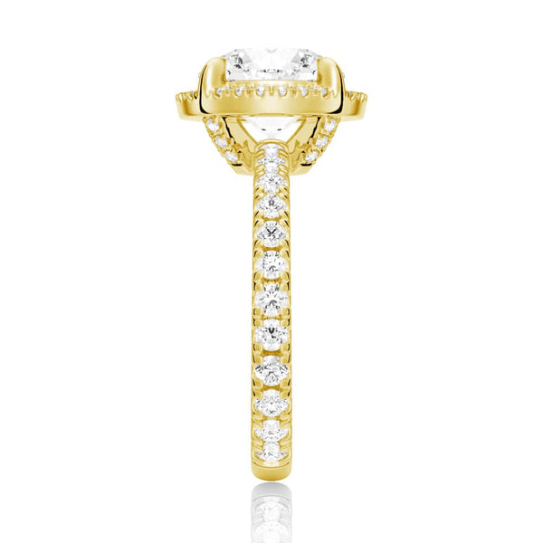 Half Eternity Round Cut Moissanite Halo Engagement Ring