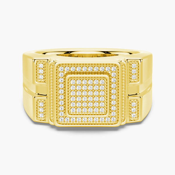 12mm Moissanite Micro Pave Square Stepped Men's Wedding Ring