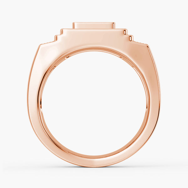 12mm Moissanite Micro Pave Square Stepped Men's Wedding Ring