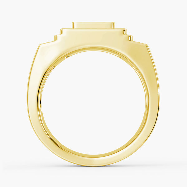 12mm Moissanite Micro Pave Square Stepped Men's Wedding Ring