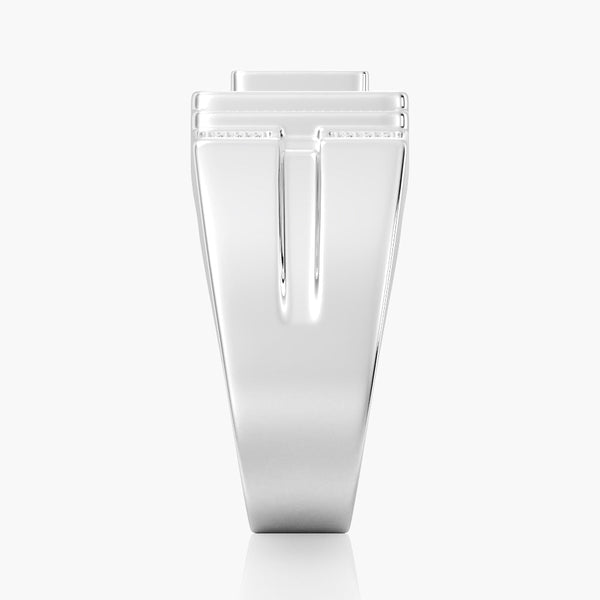 12mm Moissanite Micro Pave Square Stepped Men's Wedding Ring