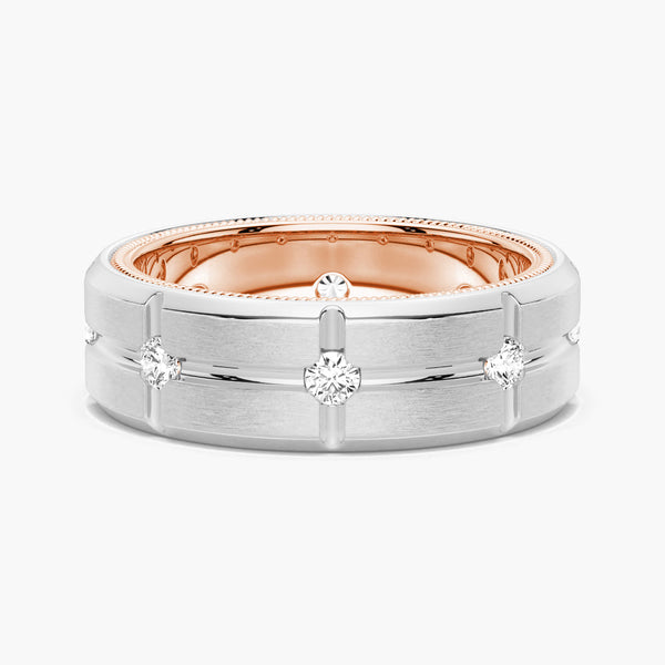 7.5mm Two Tone Matte Finish Moissanite Men's Band